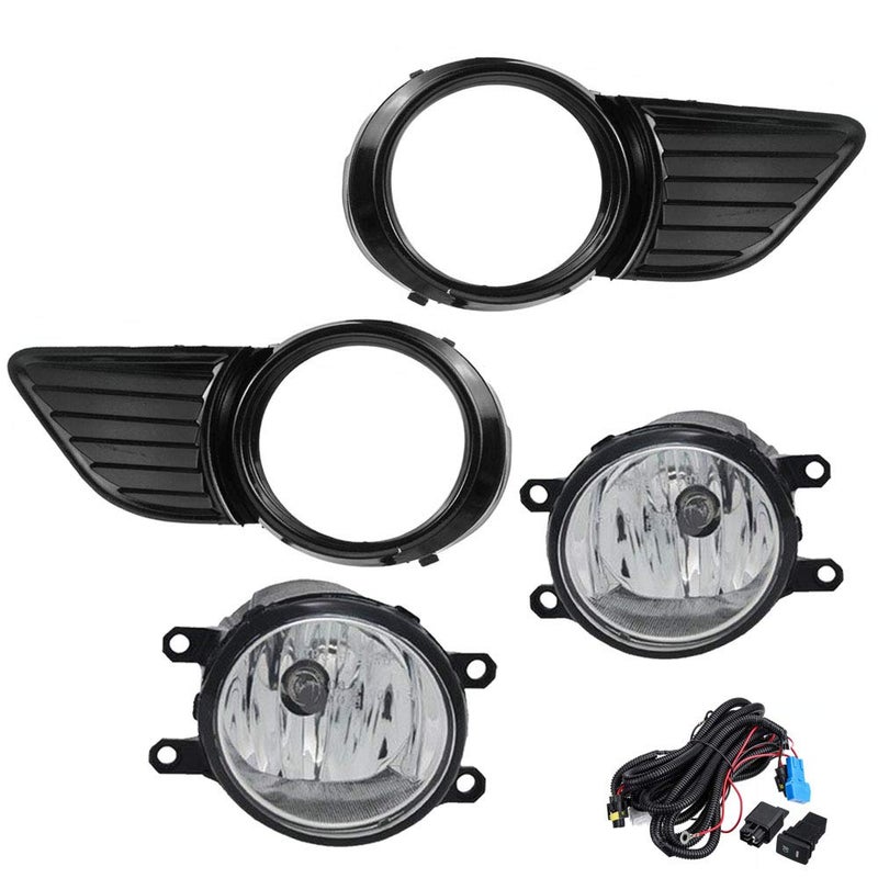 A ABIGAIL Driving Fog Lights Lamps Replacement for Toyota Sienna 2011-2017 Toyota Sienna (Base | LE | XLE, Not Fit SE Models) with H11 12V 55W Halogen Bulbs & Switch and Wiring Kit (Clear Lens) - Image 1